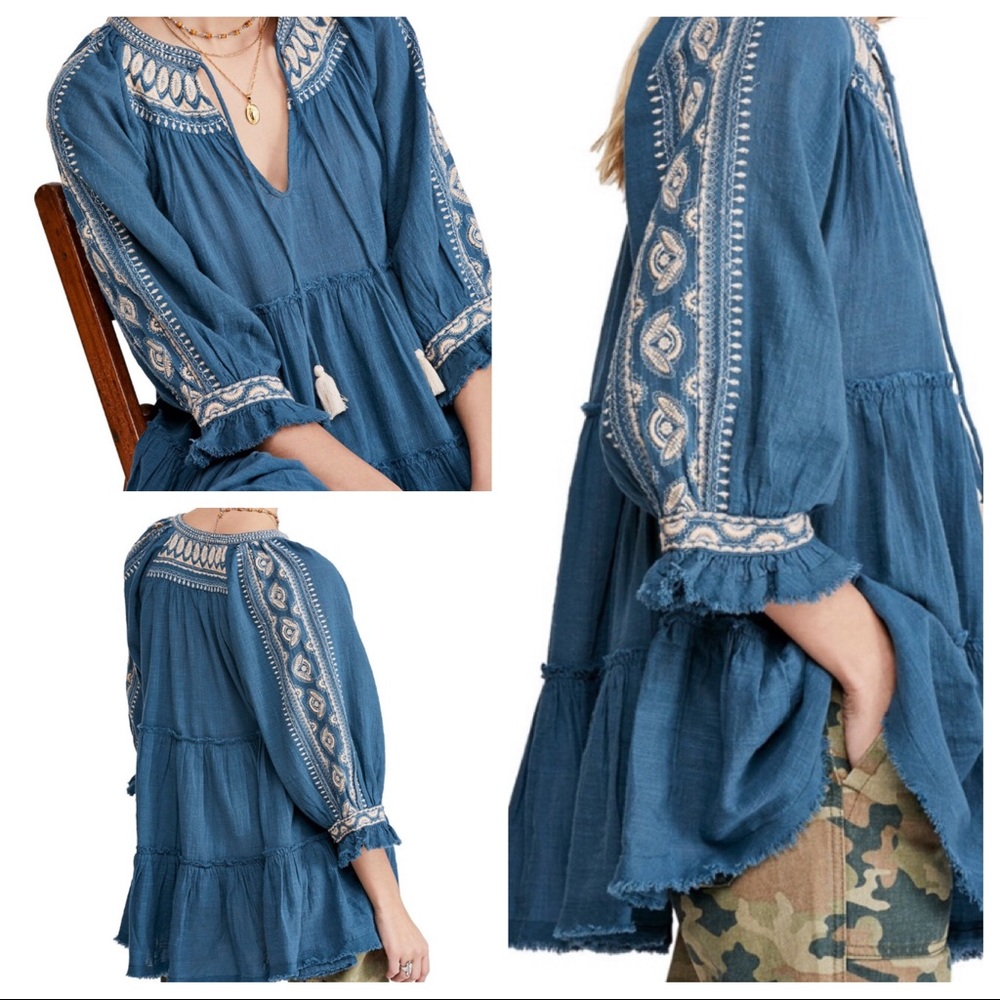 NWT Free People Dreamweaver Embroidered Tunic